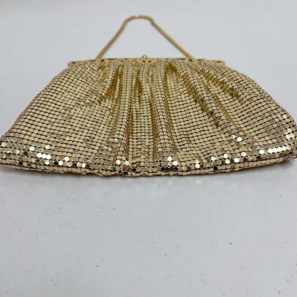 Whiting and Davis Vintage 60s gold mesh evening bag purse chain strap lined - Picture 8 of 12